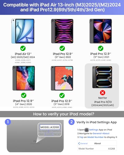 typecase غطاء لوحة مفاتيح Typecase لجهاز iPad Air 13 (M3 2025 / M2 2024) و iPad Pro 12.9 (الجيل 6/5/4/3، لوحة مفاتيح سحرية مع إضاءة خلفية بـ 11 لون، لوحة تتبع مدمجة، صف وظائف، حامل قلم، وردي ملكي فاتح - Image 2