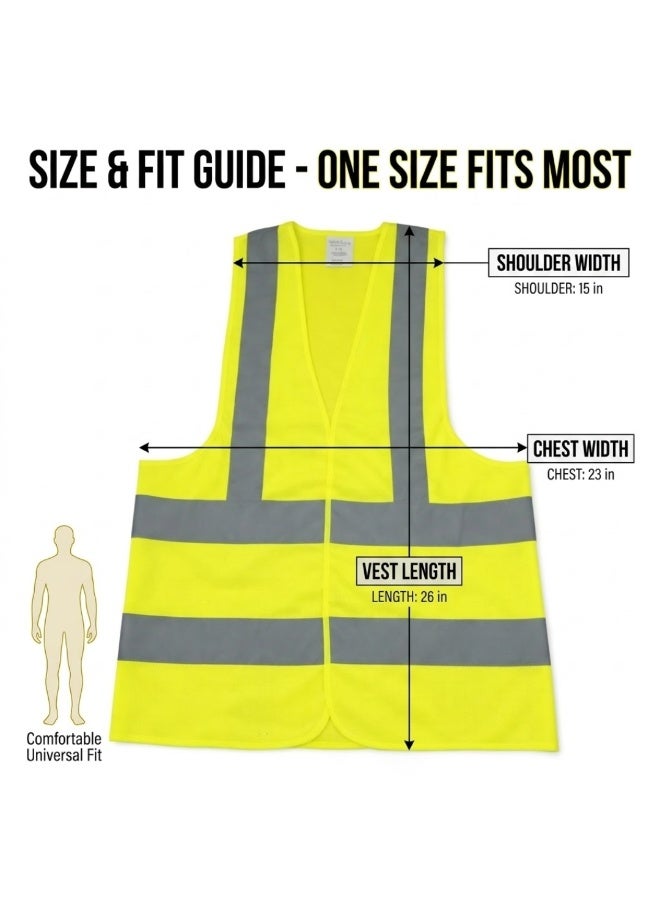 Lukadah High Visibility Safety Vest Reflective Vest for Men & Women, Neon Yellow Hi Vis Work Vest with Reflective Strips, Lightweight Breathable Safety Jacket for Construction, Traffic, Cycling, Warehouse – One Size - Image 4