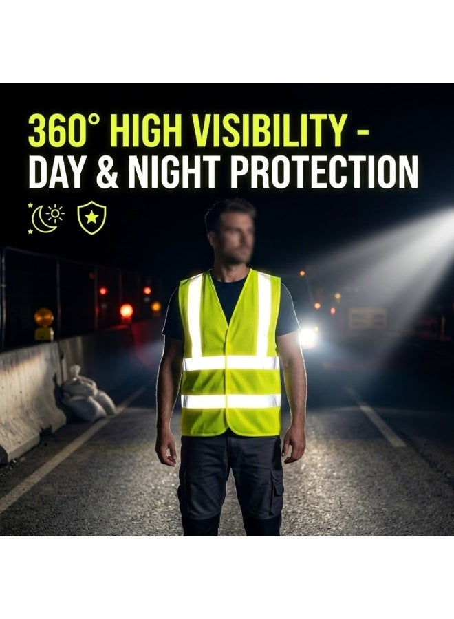 Lukadah High Visibility Safety Vest Reflective Vest for Men & Women, Neon Yellow Hi Vis Work Vest with Reflective Strips, Lightweight Breathable Safety Jacket for Construction, Traffic, Cycling, Warehouse – One Size - Image 5