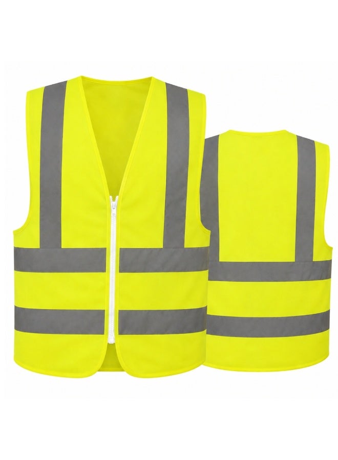 Lukadah High Visibility Safety Vest Reflective Vest for Men & Women, Neon Yellow Hi Vis Work Vest with Reflective Strips, Lightweight Breathable Safety Jacket for Construction, Traffic, Cycling, Warehouse – One Size - Image 1
