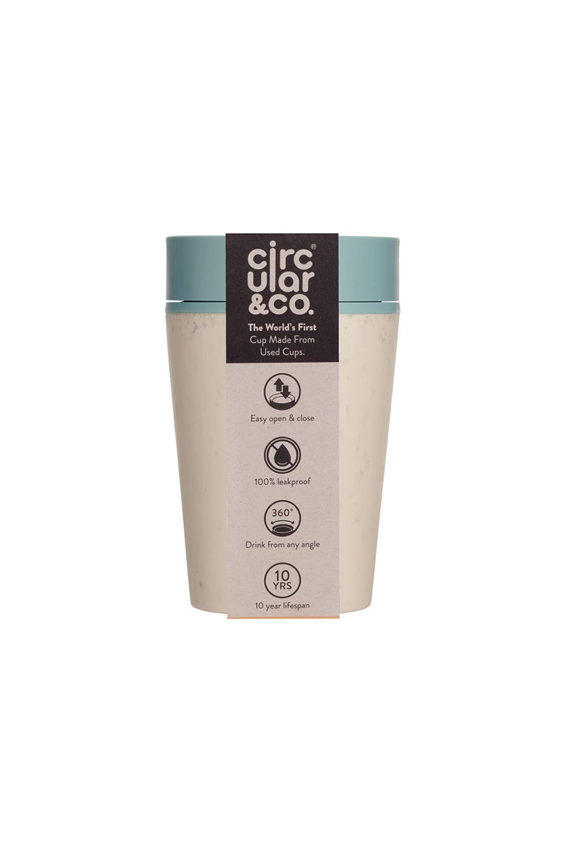 Circular and Co Leakproof Reusable Coffee Cup 8oz/227ml - The World's First Travel Mug Made from Recycled Coffee Cups, 100% Leak-Proof, Sustainable & Insulated. (Cream & Faraway Blue) - Image 1