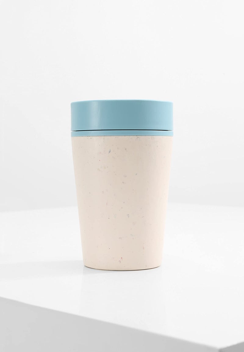Circular and Co Leakproof Reusable Coffee Cup 8oz/227ml - The World's First Travel Mug Made from Recycled Coffee Cups, 100% Leak-Proof, Sustainable & Insulated. (Cream & Faraway Blue) - Image 2