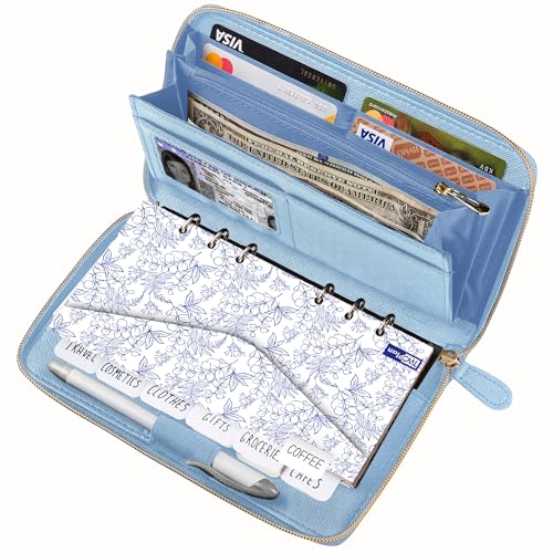 THREE WAY CUT Cash Envelope Wallet Azure All in One Budget System with 12x Tabbed Cash Envelopes, 12x Monthly Budget Cards,1x Yearly budget planner sheet Complete Money Organizer Set for Cash - Image 1