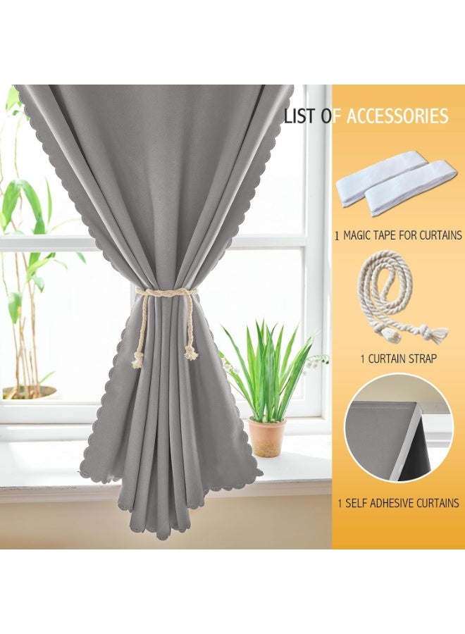 DELGREEN 100% Blackout Curtain, Self-adhesive and Portable, Easy to install, Sun Protection, Heat Insulation, Privacy Protection, Short Length, Suitable for Various Room Types, Bedroom Curtains, Bedroom Decoration, Modern Curtains - Image 4