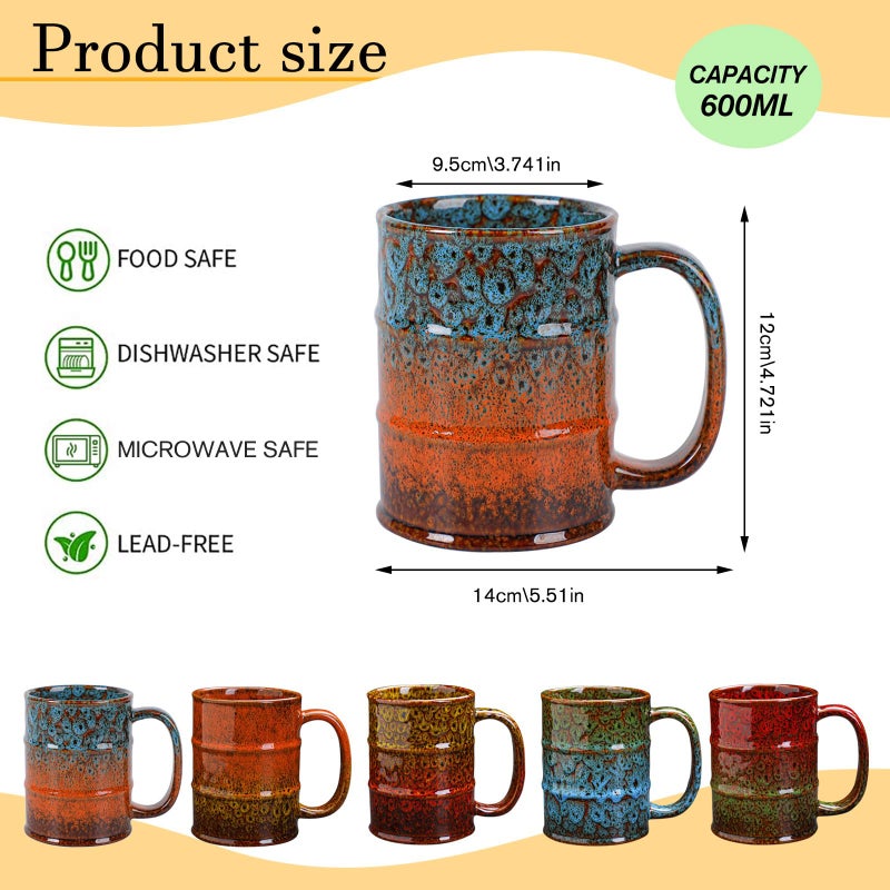 LGQ Ceramic 20 oz Coffee Mugs - Large Tea Cup for Office and Home - Dishwasher and Microwave Safe (1, Green and Blue) - Image 2