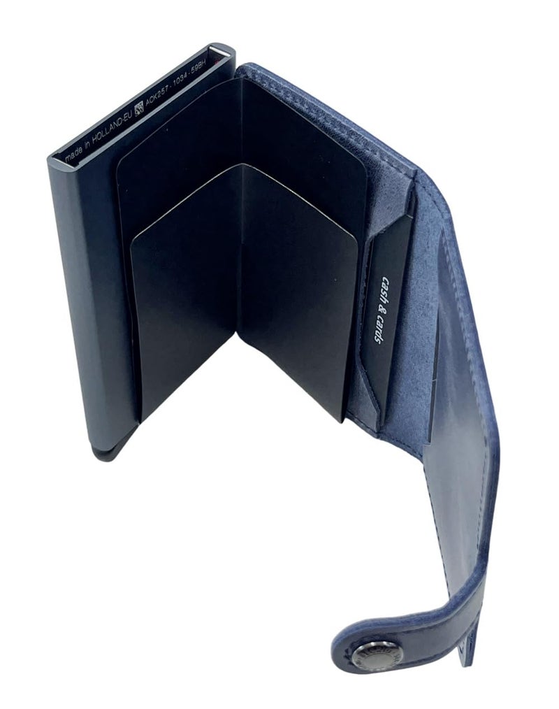 Secrid â€“ Rigid Leather and Aluminium Card Holder, Blue, Blue, 00, RFID - Image 3