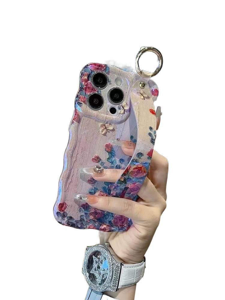 Protective Case | Cover for iPhone 14 / 14 Plus / 14 Pro / 14 Pro Max | Oil Painting Flower Pattern | Rose Silicone - Image 1