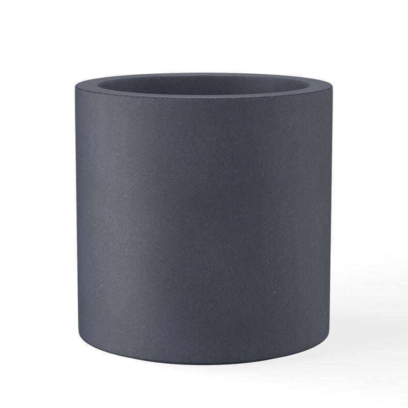 Kante 12.6" Dia Round Concrete Planter, Modern Style Large Cylindrical Plant Pot with Drainage Hole and Rubber Plug for Indoor Outdoor Patio, Dark Gray - Image 1