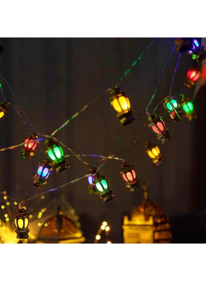 10 feet 20 LED Battery-Powered Lights for Ramadan and Eid Decoration with an Islamic design, 9.8 colorful lanterns for Home, Garden and yard Decoration with a flashing Mode for home Decor and Garden Supplies. - Image 3