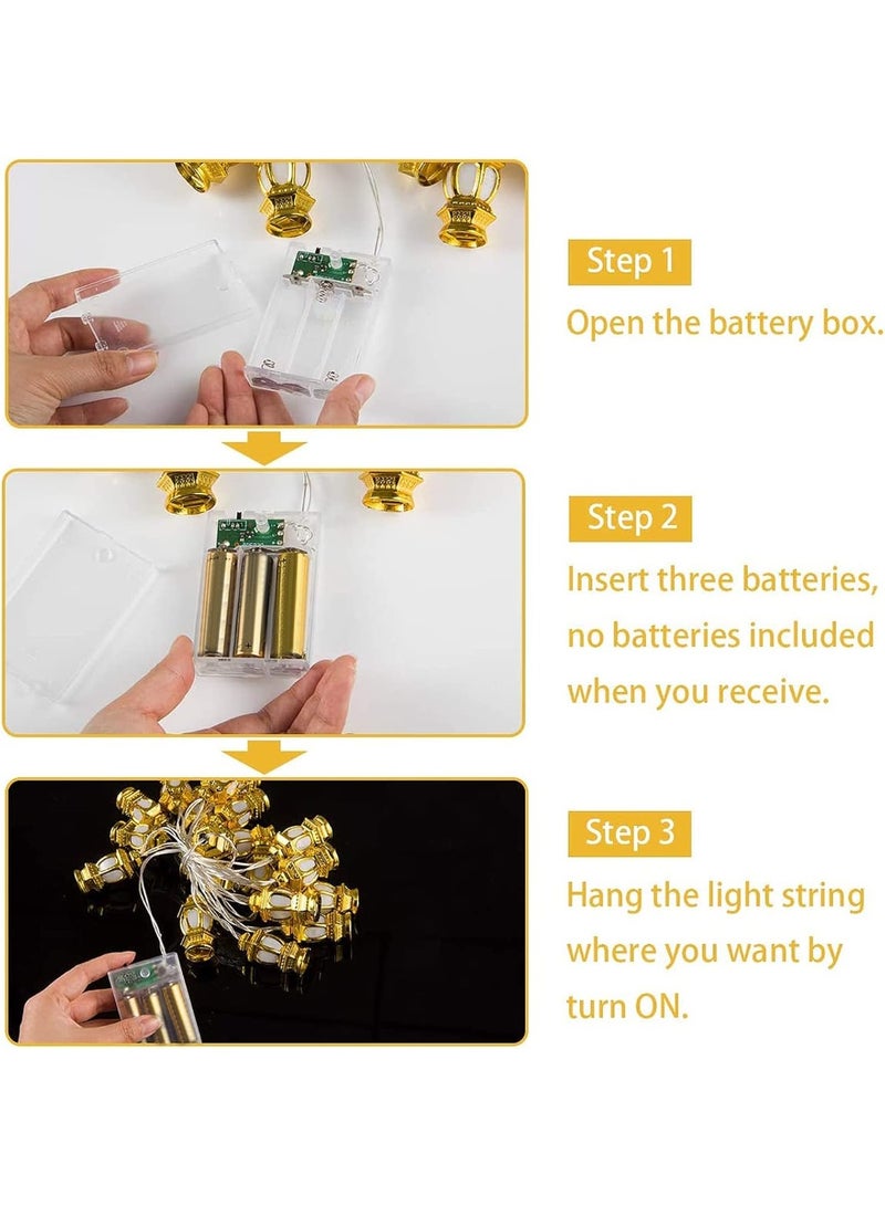 10 feet 20 LED Battery-Powered Lights for Ramadan and Eid Decoration with an Islamic design, 9.8 colorful lanterns for Home, Garden and yard Decoration with a flashing Mode for home Decor and Garden Supplies. - Image 4