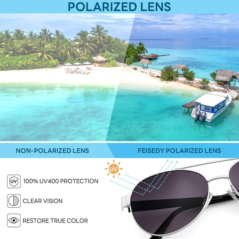 FEISEDY FEISEDY Classic Aviator Sunglasses for Women Pilot Polarized Sunglasses Men UV400 Protection for Driving Fishing Golf B4109  - Image 2