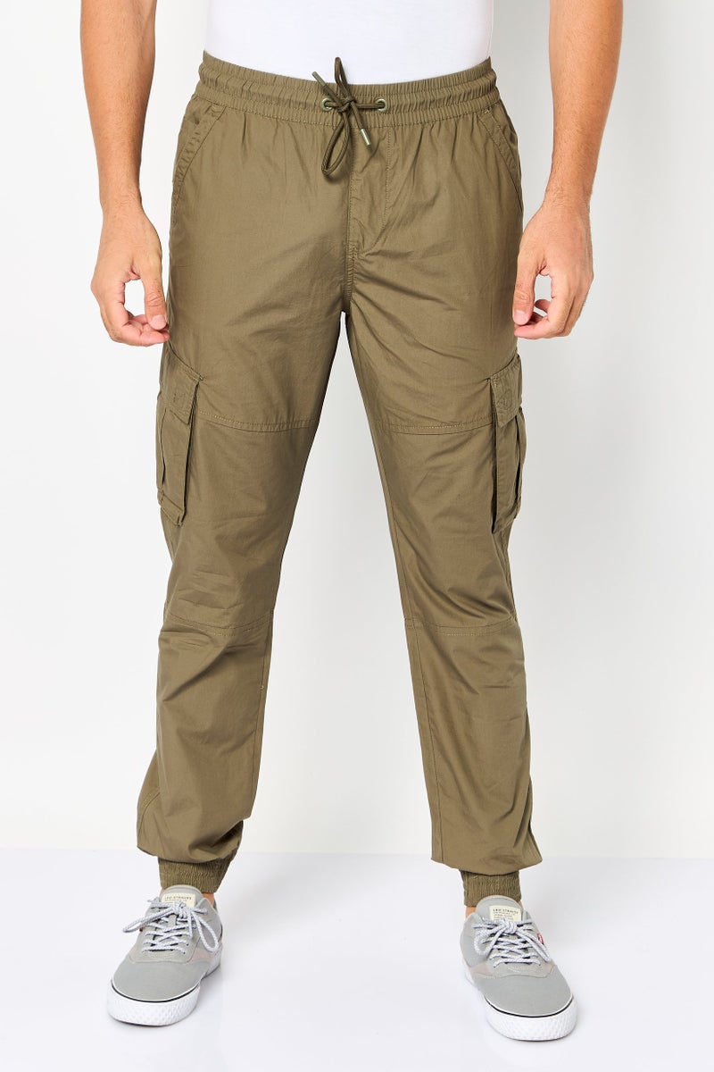 Threadbare Men Regular Fit Plain Cargo Pants, Khaki - Image 1
