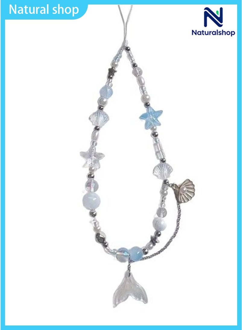 naturalshop Naturalshop Elegant Mermaid Beaded Phone Charm Strap Z0CBB9F8FE98E23618B5CZ