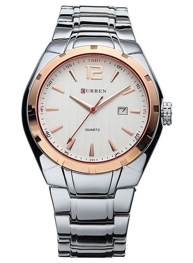 CURREN Men's Stainless Steel Analog Quartz Watch Adjustable Magnetic Closure Ideal for Men’s Daily Wear, Parties, and as a Perfect Gift 