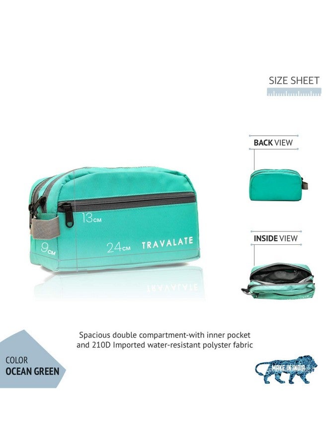 TRAVALATE Polyester Solid 8 Cms Compact Cosmetic Pouch (S_TR137T_Ocean Green) - Image 2