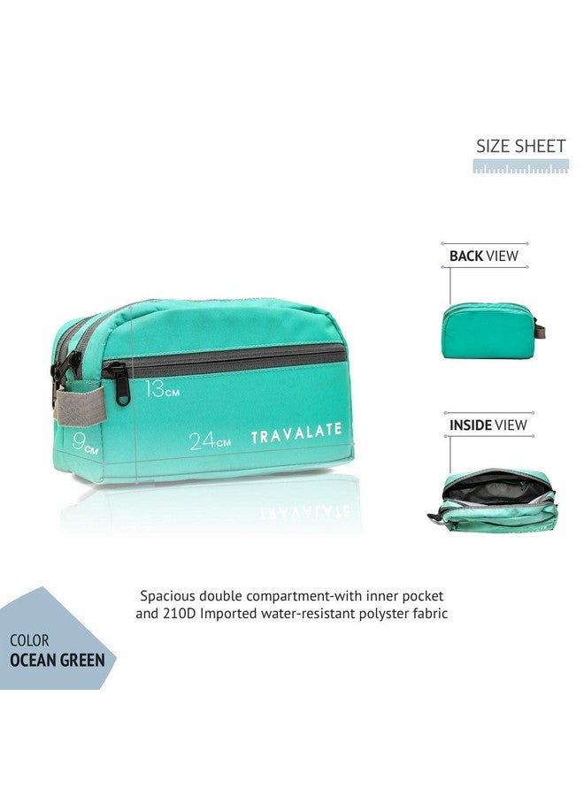 TRAVALATE Polyester Solid 8 Cms Compact Cosmetic Pouch (S_TR137T_Ocean Green) - Image 3