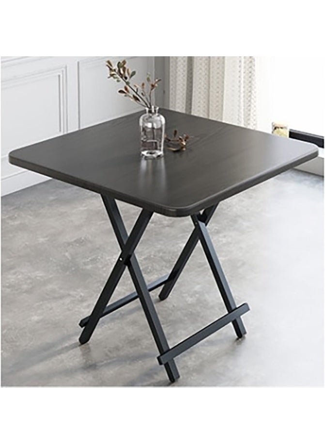 TAPIT Wooden Square Table Multifunctional Folding Table with Metallic X Shape Stand Portable Camping Table Dining table Garden Picnic Coffee table (Black-70x70x74cm) - Image 1
