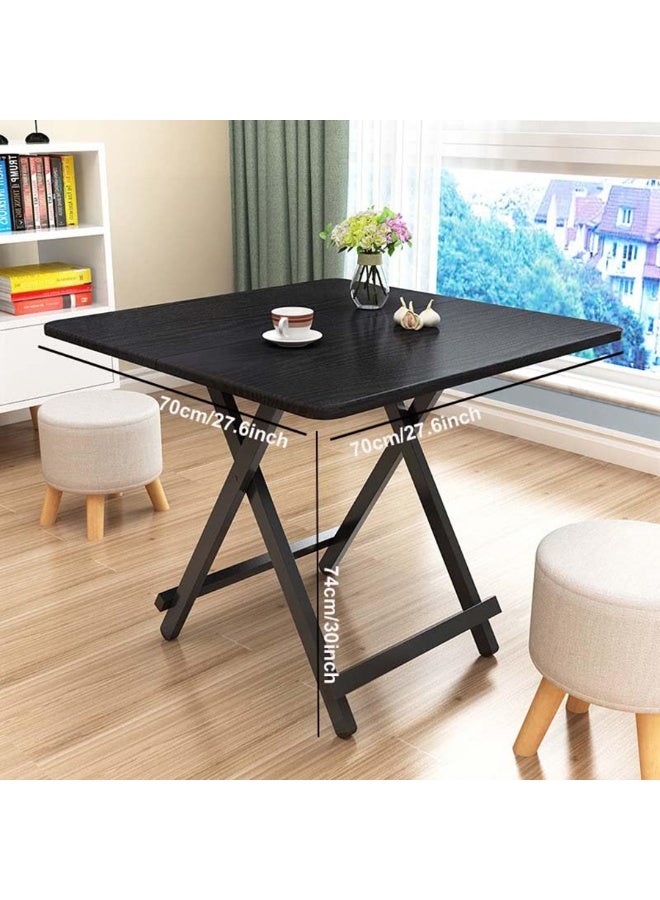 TAPIT Wooden Square Table Multifunctional Folding Table with Metallic X Shape Stand Portable Camping Table Dining table Garden Picnic Coffee table (Black-70x70x74cm) - Image 3