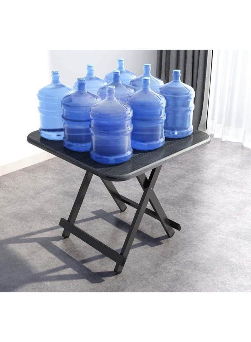 TAPIT Wooden Square Table Multifunctional Folding Table with Metallic X Shape Stand Portable Camping Table Dining table Garden Picnic Coffee table (Black-70x70x74cm) - Image 5