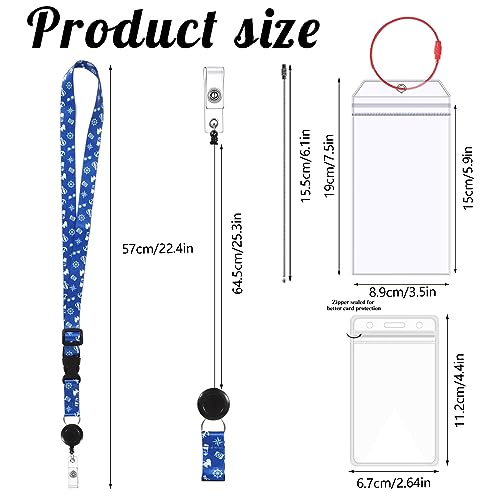 Prudiut 4 Pack Cruise Lanyard for Cruise Ship Cards, Retractable Lanyards with 4 Pcs Luggage Tags & Waterproof Id Badge Holder (Classic Style) - Image 2