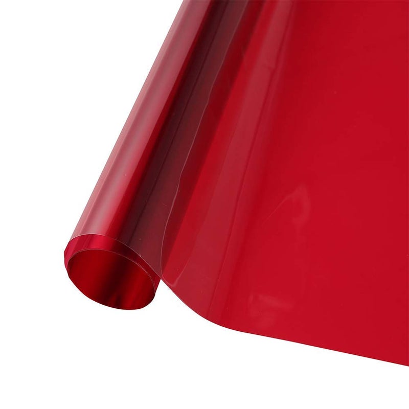 Transparent Decorative Window Film Anti UV Colorful Adhesive Vinyl Heat Insulation Solar Window Tinting Sheets Glass Film for Christmas Home Decoration 177Inch x 787Inch Red