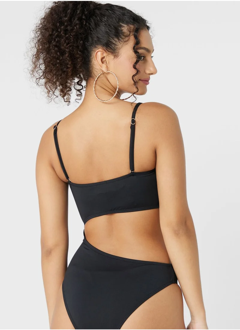 Cotton On Body High Leg Cut Out Detail Swimsuit