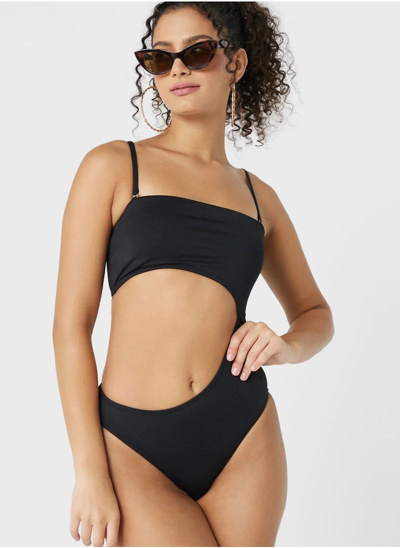 Cotton On Body High Leg Cut Out Detail Swimsuit