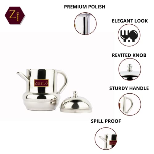 ZESTILO Oil dispenser, ghee jar (450ml Capacity) containers for kitchen, Tel bottle for kitchen, Ghee container,steel oil dispenser with handle pipe oilpot - Image 3