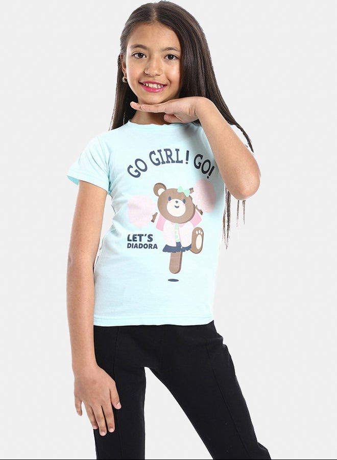 DIADORA Girls Cotton Printed T-Shirt - Image 1