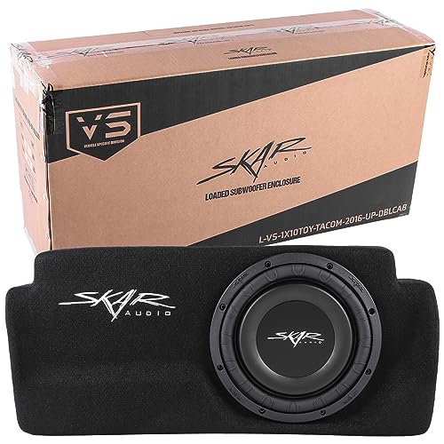 Skar Audio Single 10" Loaded Subwoofer Enclosure Compatible with 2016-2023 Toyota Tacoma Double Cab Trucks - Image 1