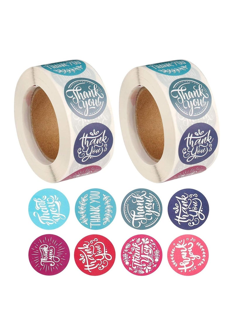 Premify 1 Inch Thank You Stickers, 1000Pcs 8 Colors Thank You Stickers Labels for Baking Packaging, Envelope Seals, Small Business, Birthday, Party Gift Wrap Bag, Stickers, Tags for Wedding - Image 1
