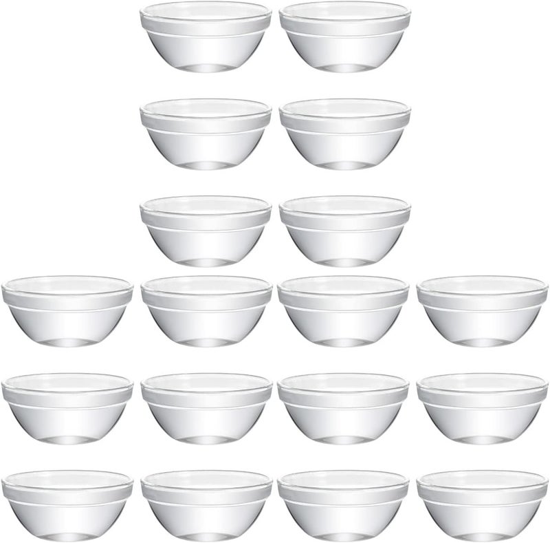 DOITOOL Mini Glass Bowls Set of 18 2 3 X 1 1 Inch Small Glass Bowls Mini Prep Bowls Stackable Glass Serving Bowls for Kitchen Prep Dessert Dips Salad Candy Dishes - Image 1