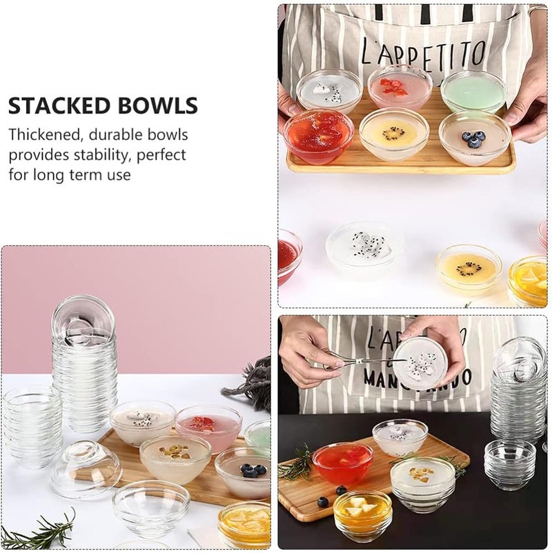 DOITOOL Mini Glass Bowls Set of 18 2 3 X 1 1 Inch Small Glass Bowls Mini Prep Bowls Stackable Glass Serving Bowls for Kitchen Prep Dessert Dips Salad Candy Dishes - Image 4