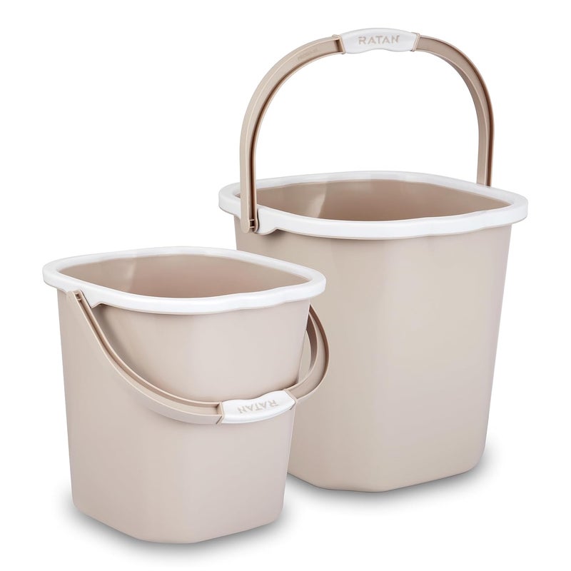 RATAN PLASTICWARE Plastic Bathroom Set of 3 Pieces Combo Pack Premia Plain 18 Liters + 25 Liters Bucket + One Premia Plain Bath Mug 1.5 Liters Color Desert Rose - Image 3