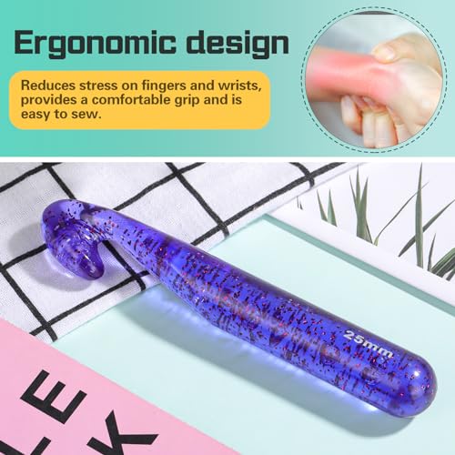 QMNNMA 25 mm Large Crochet Hooks, Ergonomic Handle for Arthritic Hands, Professional Huge Crochet Needles, Colorful Transparent Crochet Hook for Beginners and Crocheting Yarn(25 mm) - Image 5