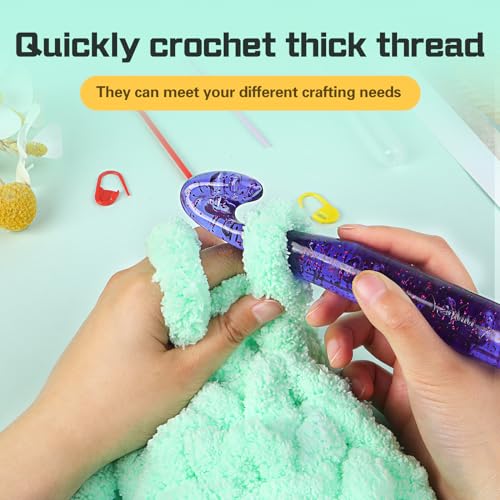 QMNNMA 25 mm Large Crochet Hooks, Ergonomic Handle for Arthritic Hands, Professional Huge Crochet Needles, Colorful Transparent Crochet Hook for Beginners and Crocheting Yarn(25 mm) - Image 4