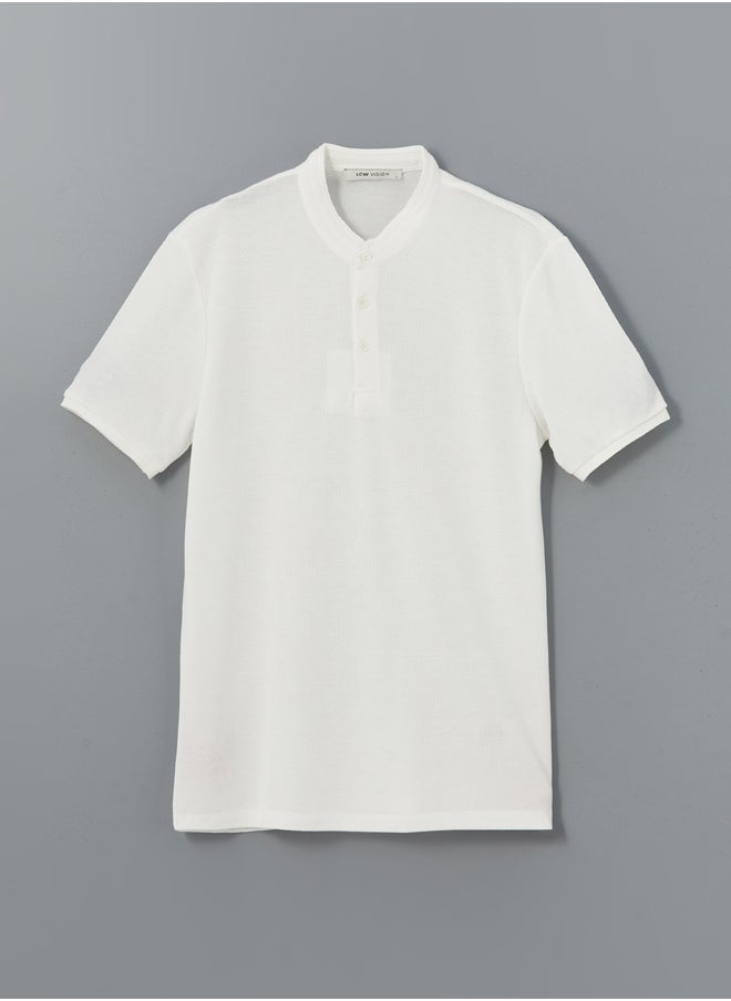 LC WAIKIKI Grandad Collar Short Sleeve Piqué Men'S T-Shirt  - Image 5