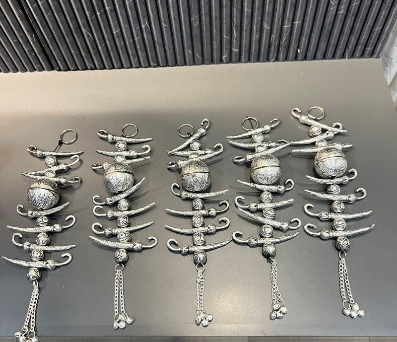 MISHITA COLLECTIONS MISHITA COLLECTIONS German Silver Nimbu Mirchi with Crystal Beads for HomeShopVehicle to Keep Away The Evil Eye Nazar Battu Set of 5 pcs Size 13 inch  - Image 3