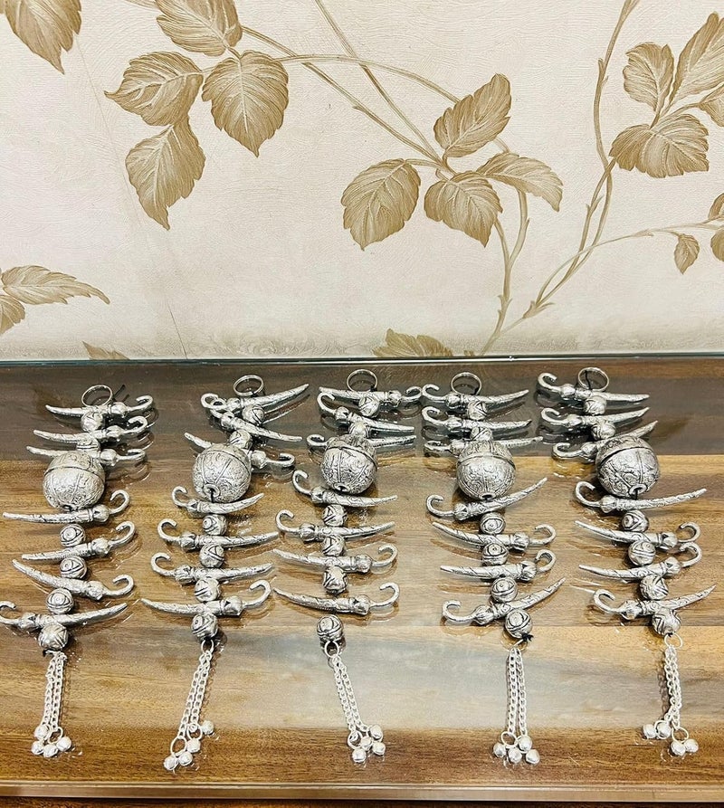 MISHITA COLLECTIONS MISHITA COLLECTIONS German Silver Nimbu Mirchi with Crystal Beads for HomeShopVehicle to Keep Away The Evil Eye Nazar Battu Set of 5 pcs Size 13 inch  - Image 1