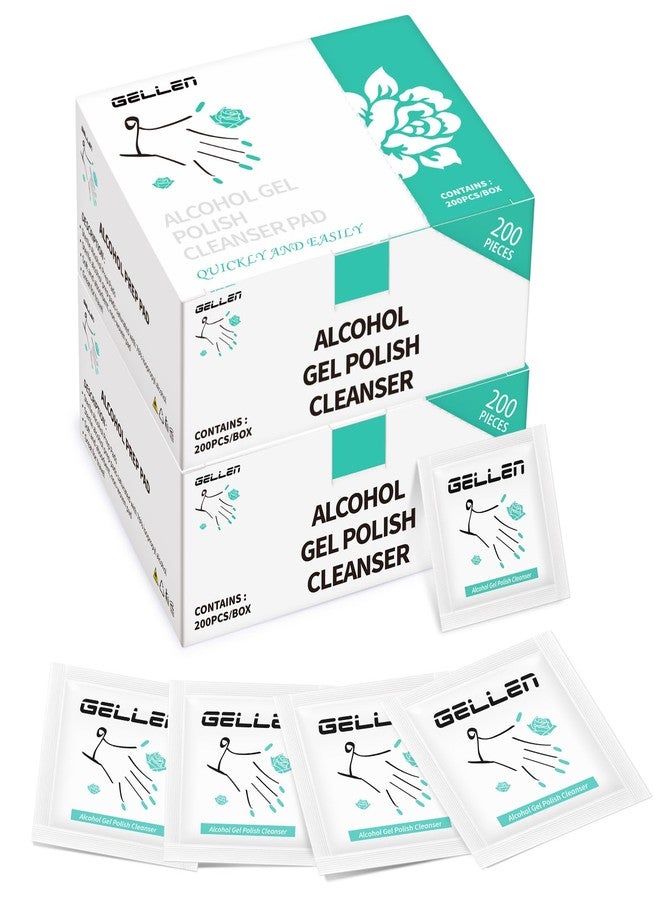 Gellen 400 Pack Nail Cleanser Pads, Alcohol Pads for Nails, Individually Wrapped Nail Prep Pads, Lint-free Tacky Layer Residue Remover Wipes for Acrylic & Builder Gel Polish Press-ons - Image 1