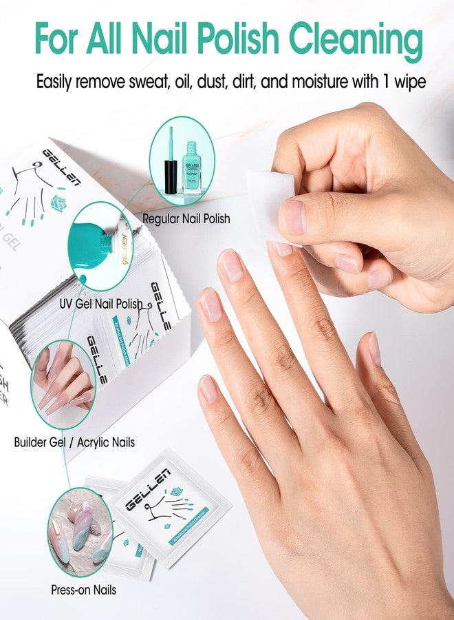 Gellen 400 Pack Nail Cleanser Pads, Alcohol Pads for Nails, Individually Wrapped Nail Prep Pads, Lint-free Tacky Layer Residue Remover Wipes for Acrylic & Builder Gel Polish Press-ons - Image 5