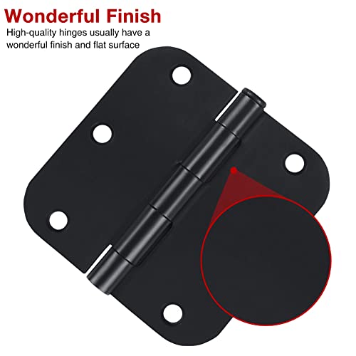 TDCHINGES 30 Pack Rounded Matte Black Door Hinges 3.5" x 3 1/2 Inch 5/8" Radius 3 ½"x 3 ½" Interior Doors Hardware Restore New House Install Tool Kit Essentails Shelter,Shed,DIY Fold Table,Cabinet,Sofa,Bed - Image 3