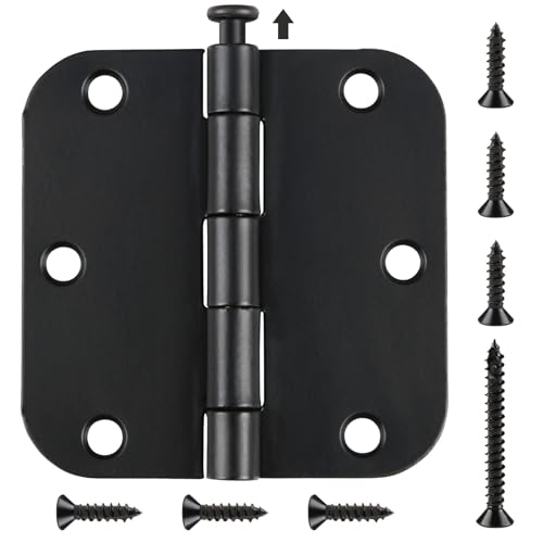 TDCHINGES 30 Pack Rounded Matte Black Door Hinges 3.5" x 3 1/2 Inch 5/8" Radius 3 ½"x 3 ½" Interior Doors Hardware Restore New House Install Tool Kit Essentails Shelter,Shed,DIY Fold Table,Cabinet,Sofa,Bed - Image 1