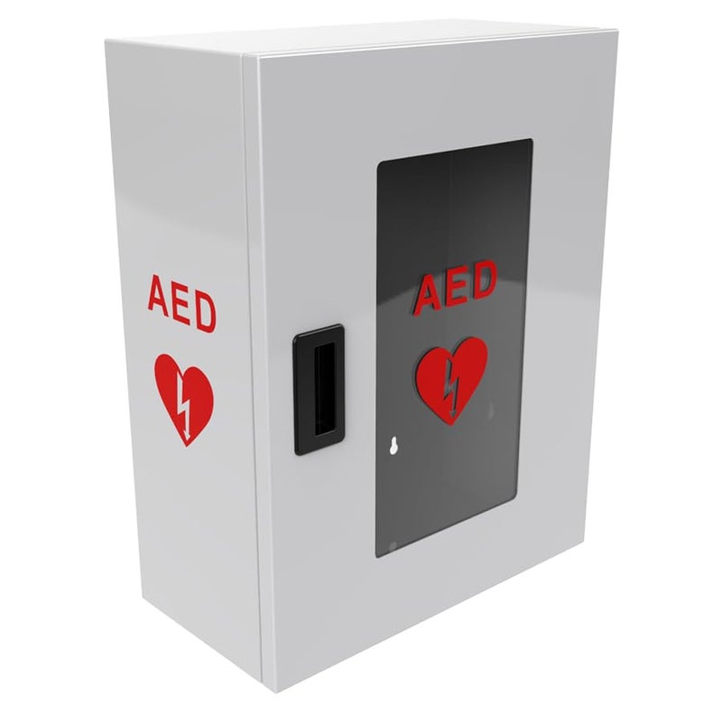 ISOP AED Storage - AED Cabinet Gray + Sign | Wall-Mounted Box | Aluminium Outdoor Indoor Defribillator Cabinet - Survival Kit | Emergency Equipment | Wall Mounted Rescue Equipment | Caja para DAE - Image 4