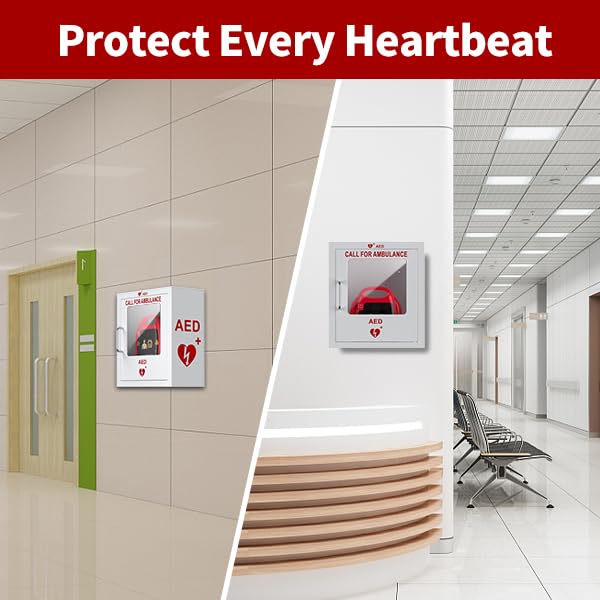 ISOP AED Storage - AED Cabinet Gray + Sign | Wall-Mounted Box | Aluminium Outdoor Indoor Defribillator Cabinet - Survival Kit | Emergency Equipment | Wall Mounted Rescue Equipment | Caja para DAE - Image 2