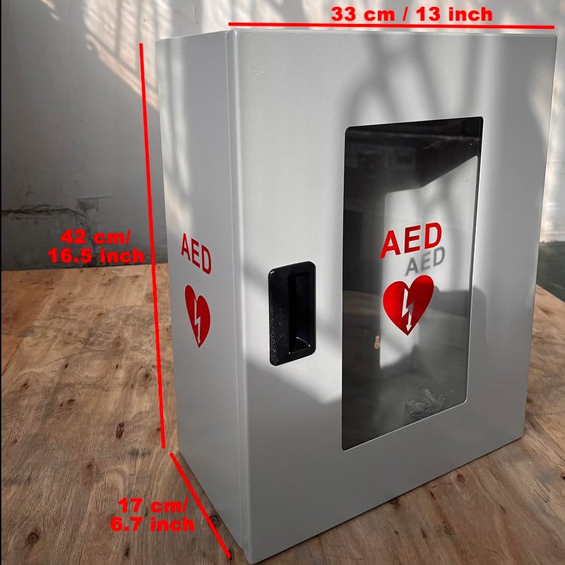 ISOP AED Storage - AED Cabinet Gray + Sign | Wall-Mounted Box | Aluminium Outdoor Indoor Defribillator Cabinet - Survival Kit | Emergency Equipment | Wall Mounted Rescue Equipment | Caja para DAE - Image 5