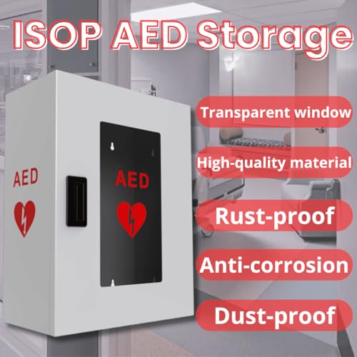 ISOP AED Storage - AED Cabinet Gray + Sign | Wall-Mounted Box | Aluminium Outdoor Indoor Defribillator Cabinet - Survival Kit | Emergency Equipment | Wall Mounted Rescue Equipment | Caja para DAE - Image 3