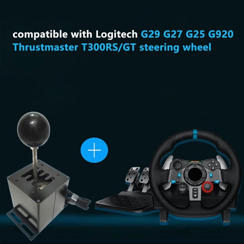 GSTP PC USB Simulator Shifter Compatible with Logitech G29 G27 G25 G920 Thrustmaster T300RS/GT Steering Wheel Sequential H Gear Shifter Compatible with ATS ETS Dust WRC Sim Racing Games 7+R Black - Image 3