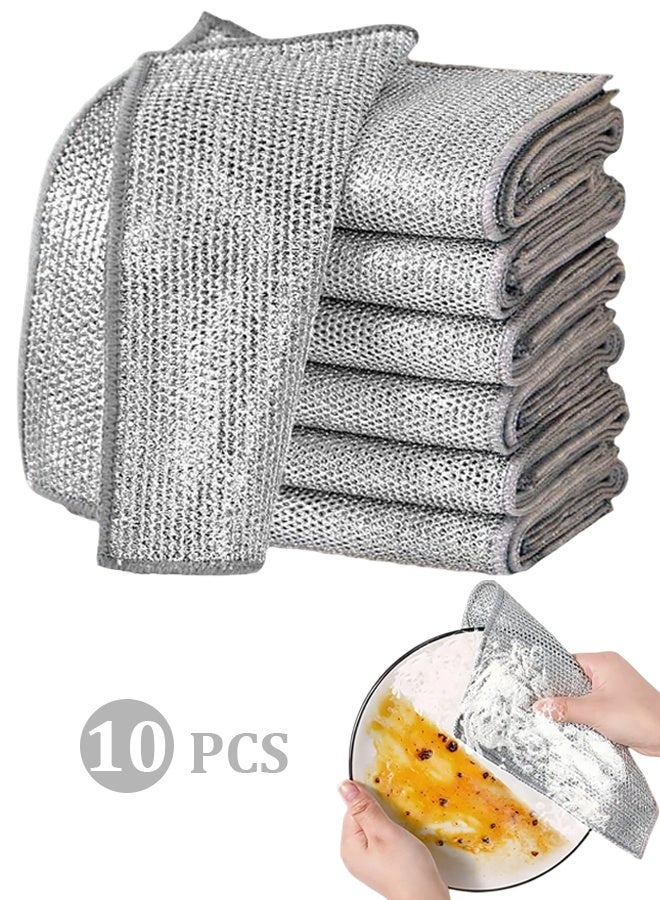 10 Pack Thickened Double Layer Kitchen Cleaning Cloths, Reusable Absorbent Dish Cloths, Washable Cleaning Towels for Dishes Bowls Kitchen Home Use - Image 1
