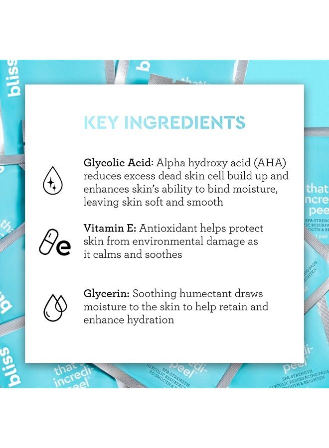 BLISS That's Incredi-Peel Glycolic Resurfacing Facial Pads - 15 ct - Single-Step Pads for Exfoliating and Brightening - Targets Fine Lines and Discoloration - Travel-Friendly - Vegan & Cruelty-Free - Image 4